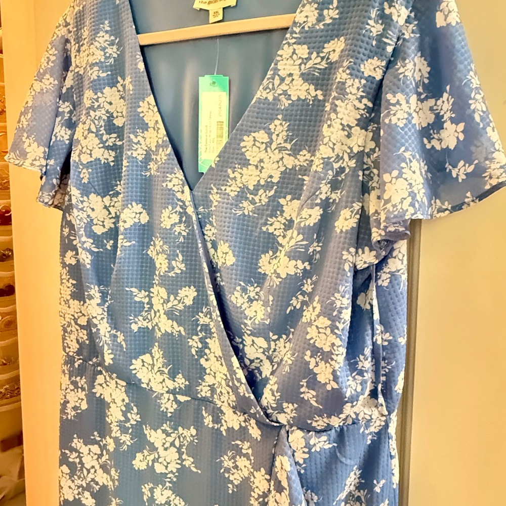 Blue Floral Wrap Dress